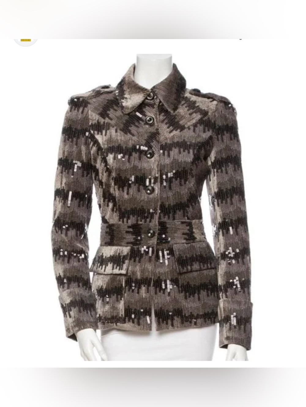 Diane Von Furstenberg Gray Sequined Patterned Blazer - sz 6